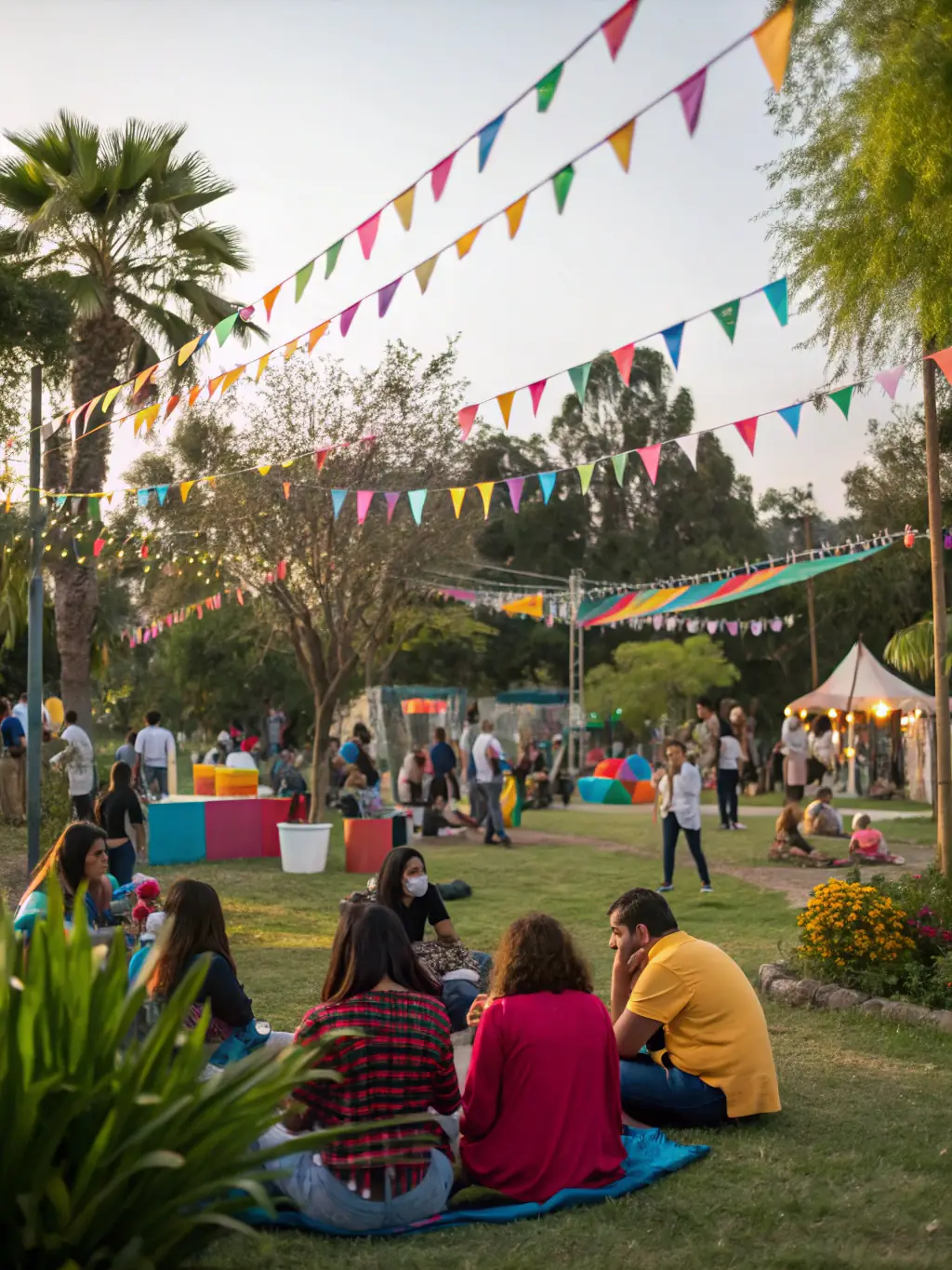 A vibrant scene of a cultural event held at a historical site, promoting local tourism and cultural appreciation.